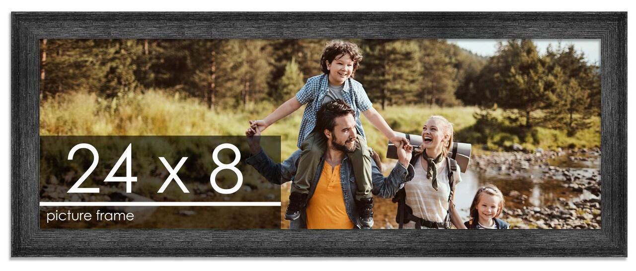 24x8 Wide Barnwood Picture Frame with UV-Resistant Acrylic & Acid Free Backing, Available in 6 Paint Finishes - Grey, Brown, White, and Black